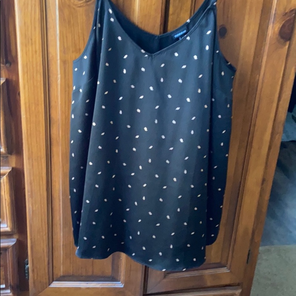 SOLD Torrid size 2 Foil Leaves on Black Cami - Picture 1 of 3
